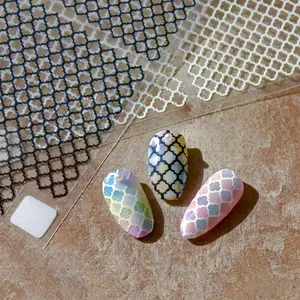 Retro plaid nail art stickers with thin flexible texture and grid patterns to1158