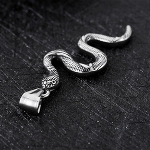 Vintage stainless steel snake pendant necklace with detailed scales and S-curve design