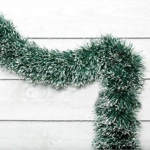 Christmas Tinsel Garland PVC Snow Tipped High Density Thickened Holiday Tree Decoration Party Ornament Modern Dark Green