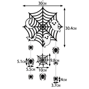 Halloween spider web and ghost door hanging decoration with detailed size dimensions
