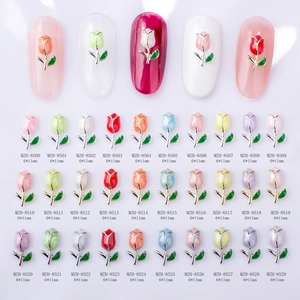 Tulip Rose Flower Nail Art Charms Alloy Drip Oil Enamel Manicure Decorations Jewelry Accessories Craft