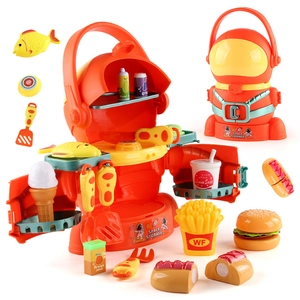 Set cucina giocattolo astronauta con zaino arancione e accessori per alimenti