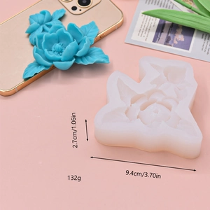 3D flower silicone mold for resin with detailed rose petals, 9.4cm diameter 132g size