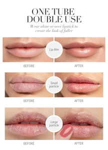 Lip scrub effect comparison showing hydration, exfoliation and fuller lips transformation