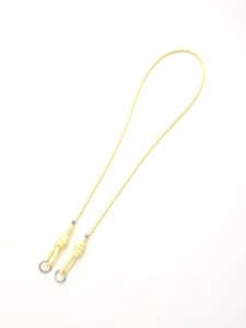 Detail of light yellow DIY phone crossbody strap with silver metal ring clasp