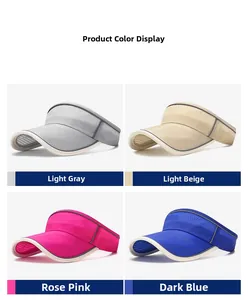 Quick-dry open top sun visors in light grey, beige, rose red, and deep blue colors