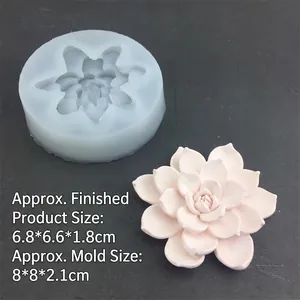 Detail of succulent lotus silicone mold with finished dimensions 6.8x6.6x1.8cm
