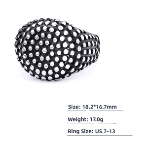 Macro shot of vintage dotted relief ring with 18.2x16.7mm dimensions and weight data