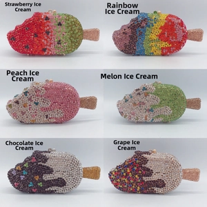 Detailed grid view of six colorful rhinestone popsicle clutches in various fruit themes