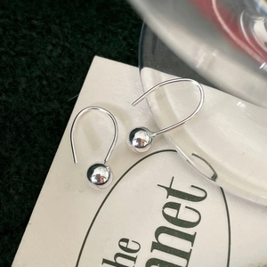 Minimalist S925 sterling silver ball drop earrings for women in polished finish