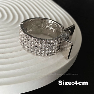 Macro shot of 4cm silver hair claw clip with crystal rhinestones and spring mechanism