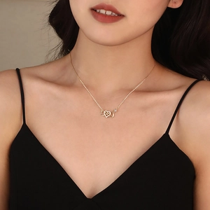 Golden 925 sterling silver infinity heart necklace with zircon for women
