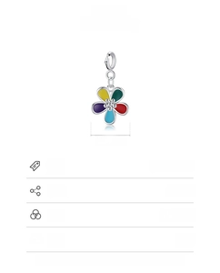 Macro shot of 925 sterling silver colorful enamel flower pendant with size dimensions