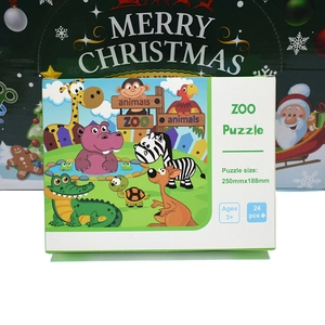 Close-up of Zoo themed 24-piece cartoon animal puzzle for kids ages 3 and up