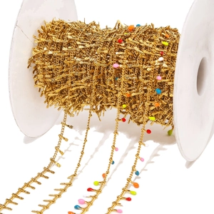 Chaîne Bijoux Acier Inoxydable DIY Fabrication Émail Goutte Huile Pendentifs Gouttelettes Colorées Placage Vide