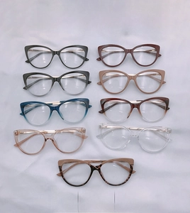 Cat eye glasses frames collection in diverse colors with stylish metal temples