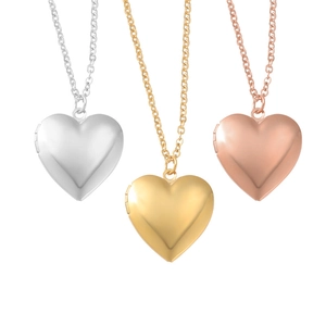 Polished 316L heart locket necklace available in silver gold and rose gold finishes
