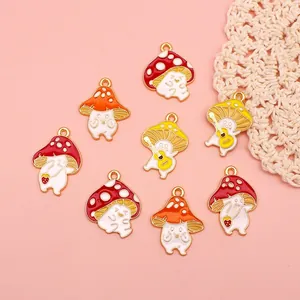 Breloques Champignon Dessin Animé En Émail Et Alliage Pendentifs Pour Création Bijoux DIY Accessoires Porte Clés Boucles D'oreilles