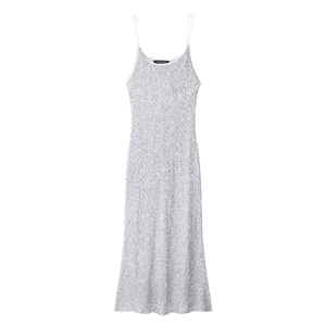 Robe À Bretelles Spaghetti À Paillettes Argentées Élégante Dos Nu Sexy Soirée Fête Maxi Robe Style Célébrité Femmes