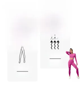 Pink purple yoga set featuring high waist leggings and long sleeve top with mesh texture