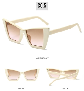 Three-view display of cream cat eye sunglasses with gradient lenses and C0.5 model code