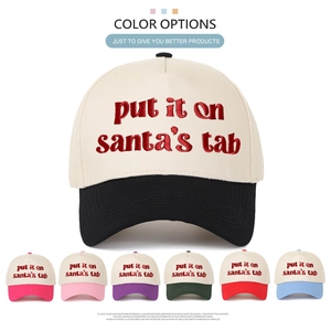 Baseball Cap Cotton Put It On Santa's Tab Embroidery Color Block Adjustable Snapback Christmas Holiday Funny Retro Unisex