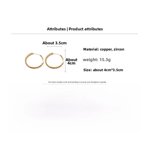 Detailed size and material guide for 18k gold plated braided hoop earrings with zircon