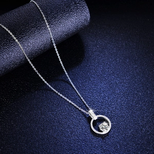 S925 sterling silver necklace featuring 1 carat moissanite pendant in V-shaped circle