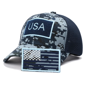 Tactical Baseball Cap Cotton Mesh Breathable Camouflage Outdoor Sports Adjustable USA Flag Embroidery Trucker Hat