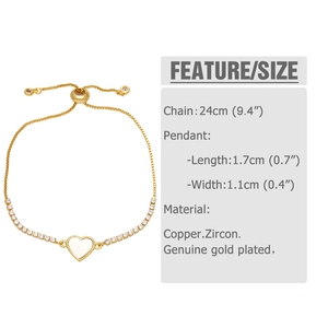 Détail montrant les dimensions et les spécifications du bracelet cœur éclair en or