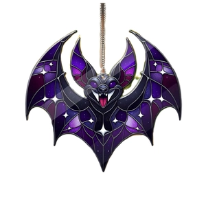 Gothic purple bat suncatcher made of stained acrylic glass with metal hanging chain