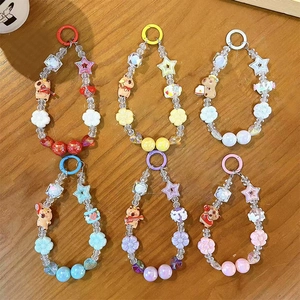 Cute Capybara beaded phone straps in 6 colorful star and flower designs