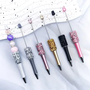 Beadable Ballpoint Pen DIY Metal Rhinestone Crystal Luxury Creative Writing Stationery For Office School Gift