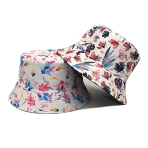 Reversible Bucket Hat Double Sided Floral Print Polyester Sun Protection Outdoor Foldable Fisherman Hat Women Summer