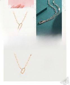 Close-up of S925 sterling silver paperclip chain with a rose gold pavé zircon pendant