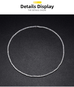 Detailed macro shot of 2.5mm moissanite tennis necklace in 925 sterling silver