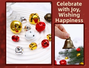 Close-up of colorful Christmas bells set in various shapes for DIY gift decor and crafts