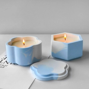 DIY geometric silicone mold for hexagonal and petal shaped marble resin storage jars