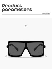 Front view of C1 black square frame kids sunglasses with dark lenses and retro style