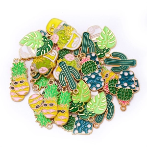 Cartoon enamel cactus and pineapple alloy charms for DIY jewelry making sets