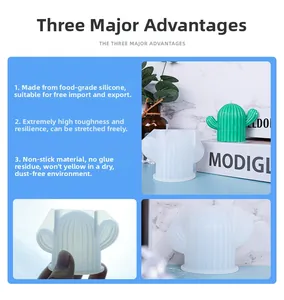 Detail showing high-toughness food-grade cactus silicone mold for candle making diy