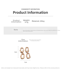 Detail view of 3cm link drop earrings in rose gold alloy weighing 6.1g each