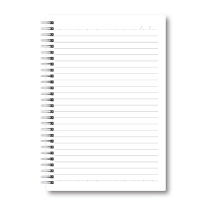 Minimalist B5 spiral notebook with white paper and silver metal coil binding design