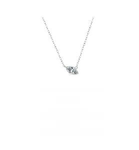 Macro view of S925 sterling silver chain with a minimalist marquise-cut crystal pendant
