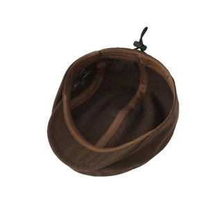 Coffee brown retro kid's beret hat with adjustable inner strap and star stitching