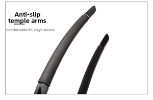 Detail of anti-slip matte temples showing ergonomic design for comfortable eyewear fit