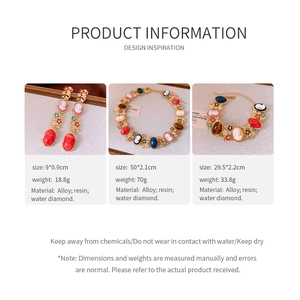 Tableau détaillé des tailles et poids pour parure collier et boucles d'oreilles cristal