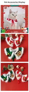 Hand-crocheted pet Christmas collar with Santa Claus and reindeer wool yarn patterns