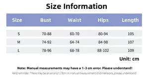 Detailed size chart with S, M, L measurements for the summer bodycon strapless long dress