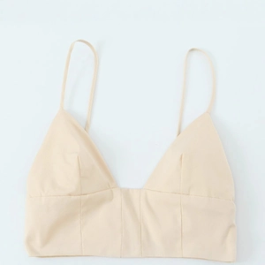 Beige poplin camisole midi dress with adjustable straps and stitched bust detail